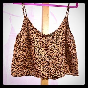 Leopard Cheetah Print Crop Top Shirt Medium